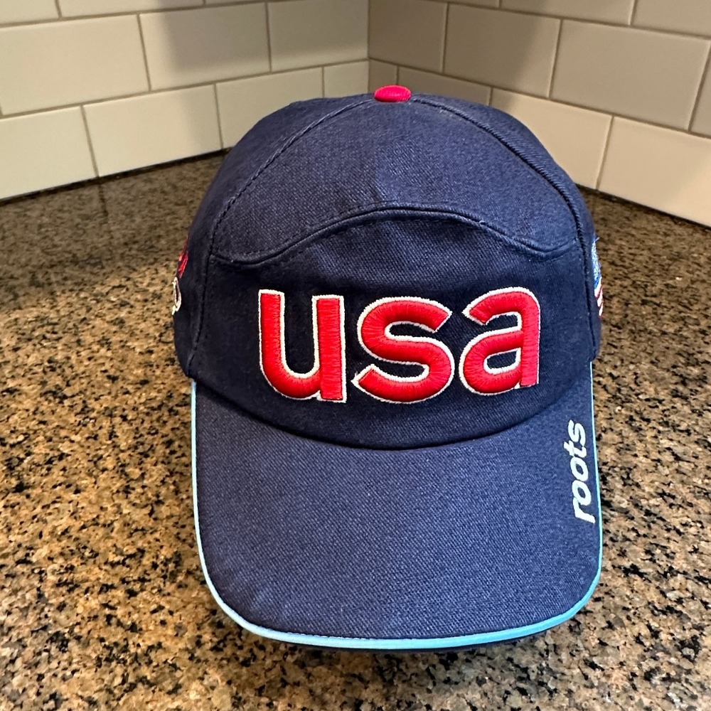 USA Roots 2002 Winter Olympic Games Hat Men's One Size Navy Blue Cap
